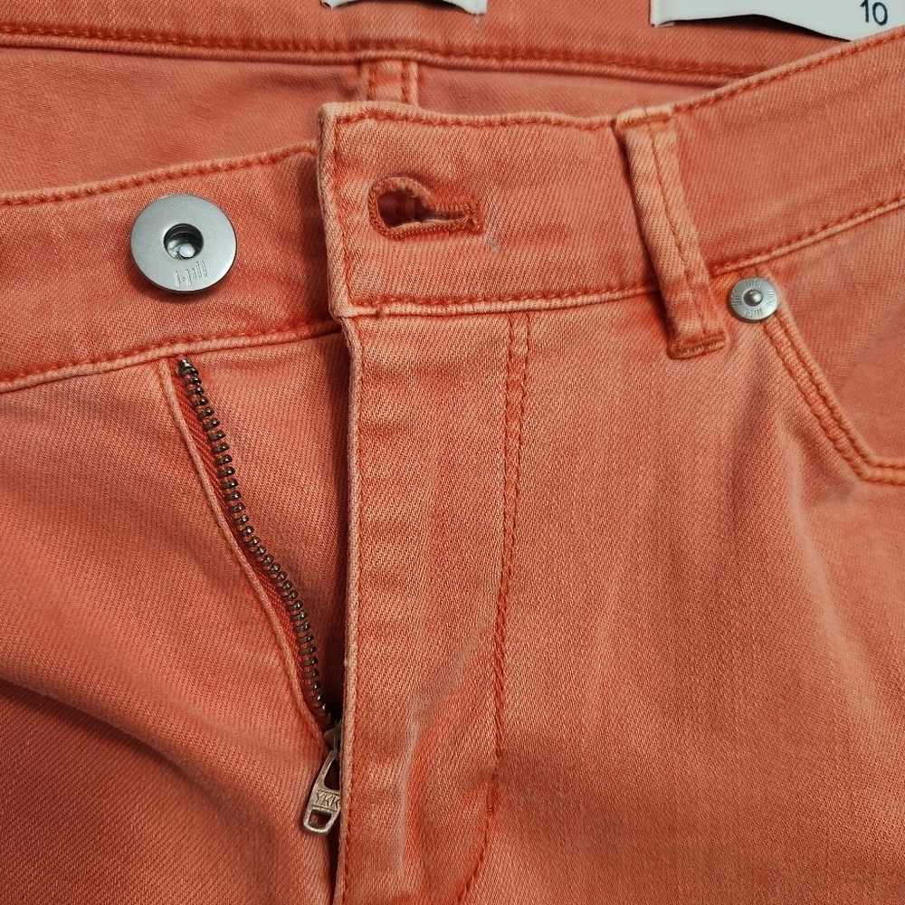 J.Jill Women’s Coral Authentic Fit Cropped Raw Hem Cotton Spandex Denim size 10 - Picture 9 of 13
